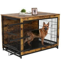Arlopu Dog Crate Furinture, Side End Table Wooden Dog Cage with Double Doors Dog Kennel Indoor for Large/Medium/Small Dogs