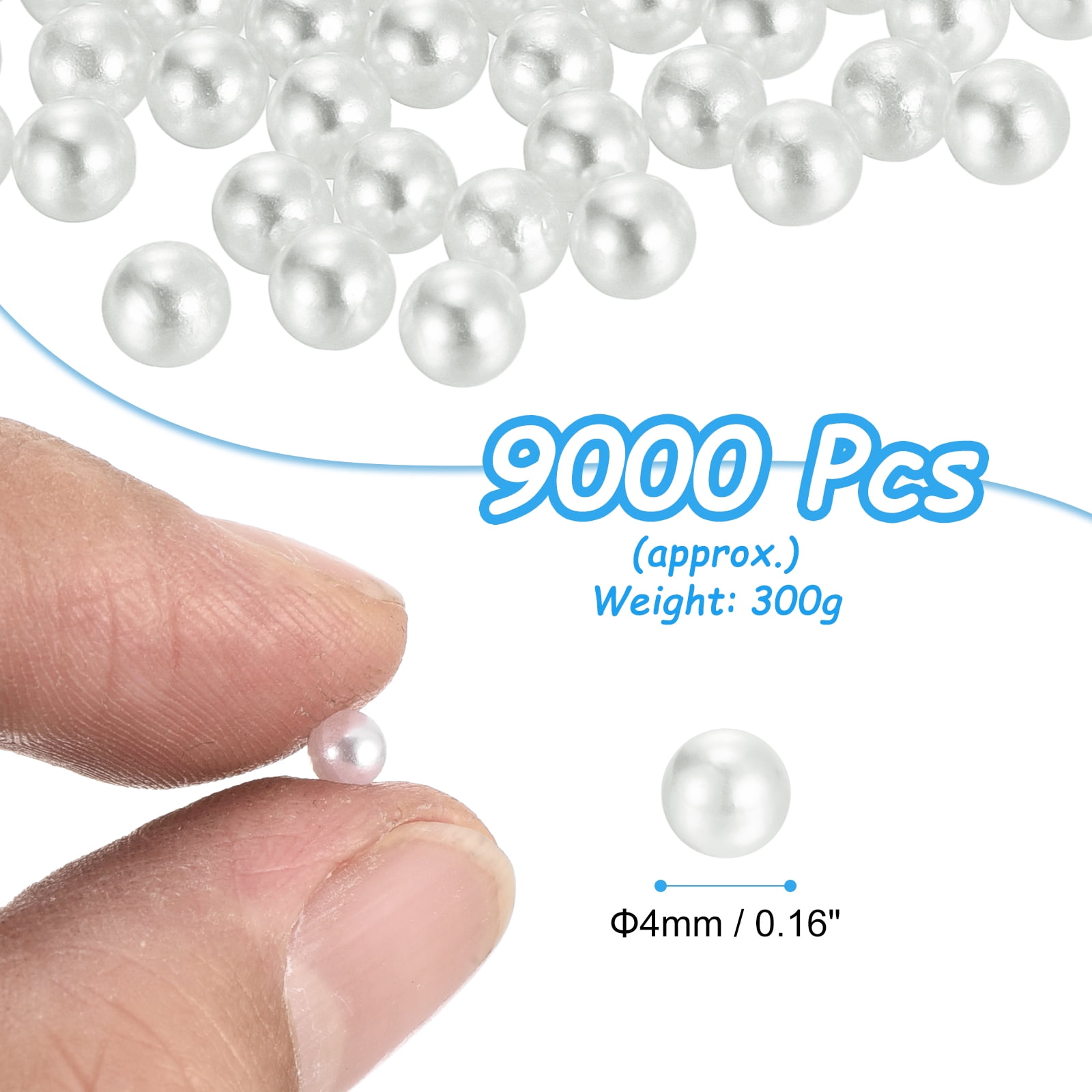 Uxcell 9000pcs 4mm White Pearl Beads ABS Faux Pearls Vase Fillers 300g Ornaments Filler for Crafts