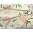 thumbnail image 3 of Soimoi Yellow Cotton Jersey Fabric Leaves & Peach Floral Watercolor Print Fabric by The Yard 58 Inch Wide, 3 of 3