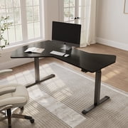 Eureka Ergonomic 70 x 46 L-Shaped Electric Standing Desk, Large Height Adjustable Corner Computer Table for Home Office, Black