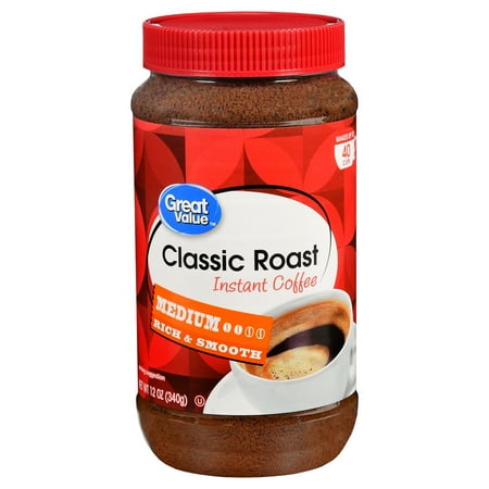 Great Value Classic Roast Instant Coffee, Medium Roast, 12 oz