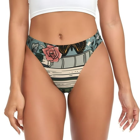 Qokaie Vintage Art Butterfly Flower Printed Women s Cotton Thong Underwear  Sexy Breathable Panties G-string-4X-Large