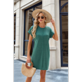 thumbnail image 7 of Womens Summer T Shirt Dress Casual Cap Sleeve Crewneck Loose Shift Mini Dresses Ink Green XXL, 7 of 7