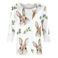 thumbnail image 5 of LYEAA Women Spring Casual 3/4 Sleeve Printed Tops Easter Bunny Pattern Round Neck Pullover Blouse Family Gathering Outfits White XXXXXL, 5 of 5