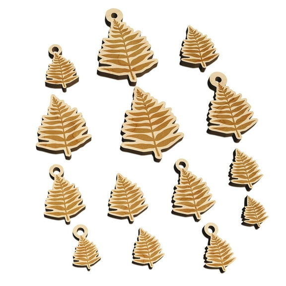 Fern Leaf Wood Mini Charms Shapes DIY Craft Jewelry - With Hole - 30mm (6pcs)