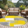 thumbnail image 5 of Round Area Rug 5ft,Yellow Watercolor Oil Painting Art Washable Carpet Non-Slip Runner Accent Rugs Indoor Floor Mat for Bedroom Living Room Decor,Gray Color Block, 5 of 9