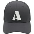 thumbnail image 2 of Daxton Structured Curve Visor Bill Baseball Hat 3D Capital Alphabet Letters, Charcoal Hat White Letter A, 2 of 3