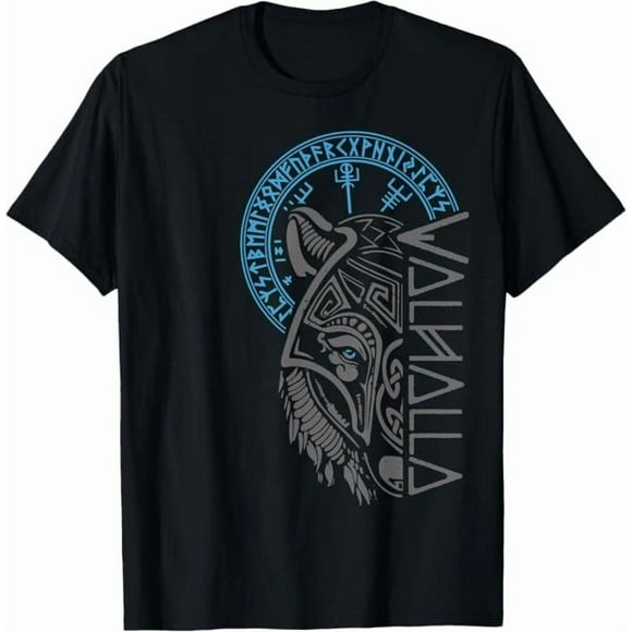Valhalla Wolf Mask Viking Norse Compass Runes Humor Unisex T-Shirt Y3387, S-5XL