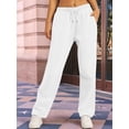thumbnail image 4 of Women'S Wide Leg Sweatpants High Waisted Baggy Interior Drawstring Sweatpants Straight Leg Sweat Pants White M, 4 of 7
