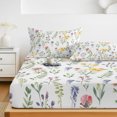 thumbnail image 6 of Full Size Fitted Sheet Set - Wildflowers Blossom 3 Piece Bedding Sets 16" Deep Pocket Fitted Sheet with 2 Pillowcases Spring Pastoral Botanical Flowers Rustic Brushed Microfiber Hotel Bed Sheets, 6 of 9