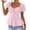 Pink, variant on Women's Frill Trim Button Down Shirts Tie Front Puff Sleeve Ruffle Blouse Tops Summer Streetwear Business Blouse Wine,S