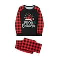 thumbnail image 4 of Elippeo Christmas Family Pajamas Matching Set Letter Santa Hat Print Long Sleeve Tops and Plaid Pants Sleepwear, 4 of 10