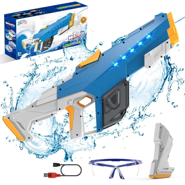 Pistola de agua eléctrica Skirfy, aspiradora de agua de 10 m de alcance, color azul