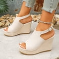 thumbnail image 4 of CYMMPU Women's Peep Toe Ankle Strap Platform Wedge Sandals Backless Slip On Footwear Suitable for Party and Vacation Outfits Beige 41, 4 of 9