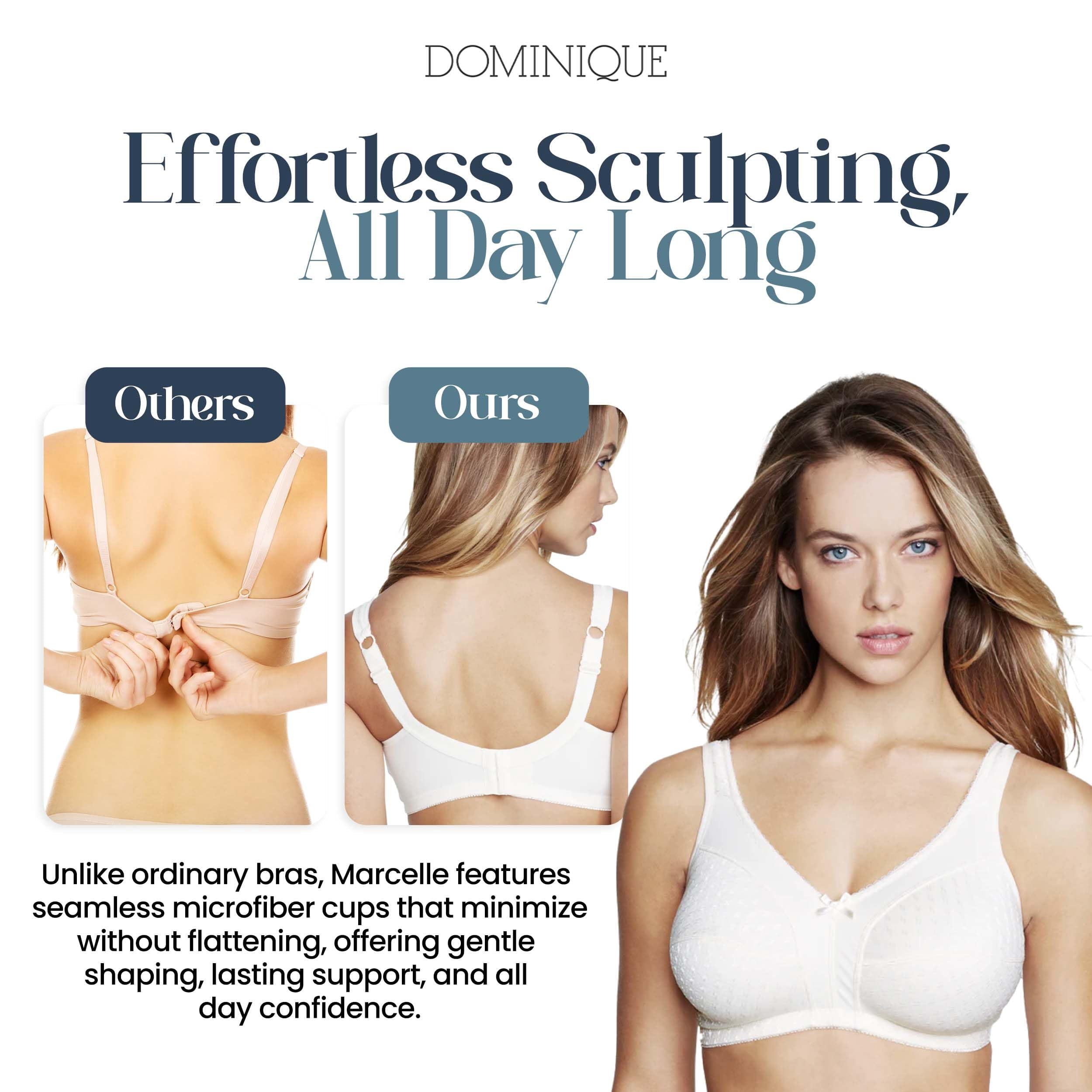 Dominique Women’s Marcelle Wire Free Comfort Bra #5360 – Cotton Lined Soft Cup, Wide Straps, Everyday Support - Lingerie for Women