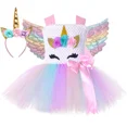 thumbnail image 2 of Vestido de tul con tutú de princesa unicornio para niñas, vestidos de tul para fiesta de cumpleaños de niñas pequeñas, disfraces de Halloween para niños pequeños, 2 of 5