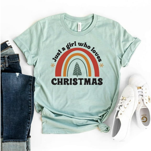 Just A Girl Who Loves Christmas T-shirt Shirt Women's Tee Sister Top Xmas Party Winter Funny 2022 Holiday Gift Crazy