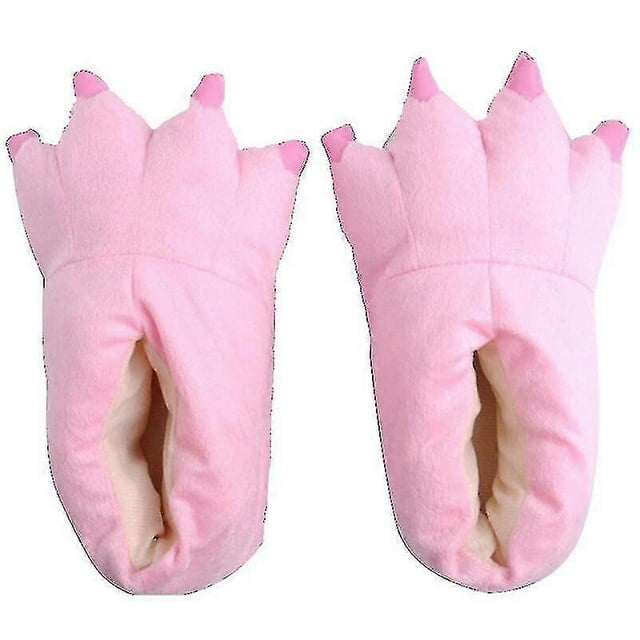 Cute Pink Paw Slippers Home Cotton Slippers Autumn And Winter Style Non-slip Thick Bottom (adult Style)
