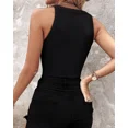 thumbnail image 3 of CHICME Tank Tops for Women Rhinestone Solid Color Keyhole Collar Sleeveless Sequin Knit Ribbed Slim Basic Top Black-L, 3 of 7