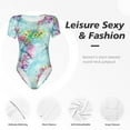 thumbnail image 6 of Fotbe Women Short Sleeve Bodysuit Round Neck Dragonfly Floral Bodysuit For Women Round Neck Scoop Neck Long Sleeve Stretch Tops Jumpsuit-Medium, 6 of 9