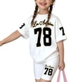 thumbnail image 4 of Ruiwill Outfit Set Little Girls Summer Crewneck Letter Print Short Sleeve Tops With Shorts Set Dailywear Casual Fashion Girls Clothing Set Size 7-8 Years White, 4 of 4