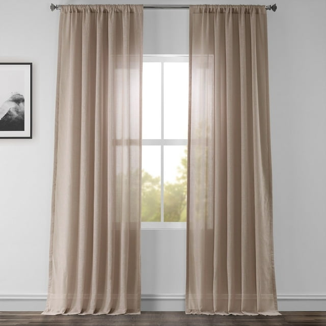 HPD Half Price Drapes SHFLNCH-M020-96 Rideau Transparent en Faux Lin (1 Panneau), 50 X 96, Taupe Douce