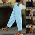thumbnail image 1 of Sentmoon Pants Solid Color High Elastic Waist Work Pants Women Plus Size Loose Fit Linen Straight Leg Comfy Summer Women Sweat Pants Beach Stuff for Working Out and Gym M, 1 of 7