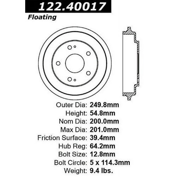Brake Drum Fits select: 2008-2009,2012-2015 HONDA CIVIC LX