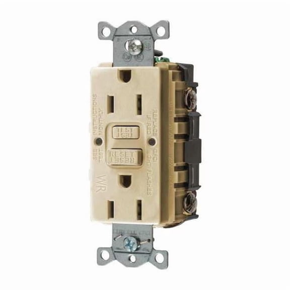 Hubbell Wiring Device-Kellems GFCI Rceptcle, Commer., Ivry, 15A, 0.5 HP GFRWR15I