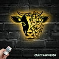 thumbnail image 3 of Craftnamesign Floral Dairy Cow Farmhouse Metal Wall Art LED Light, Cow with Flower Calf Sign, 3 of 5
