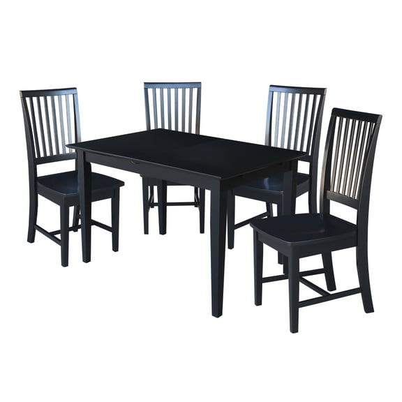 32x48 Dining Table with Four Chairs - Black