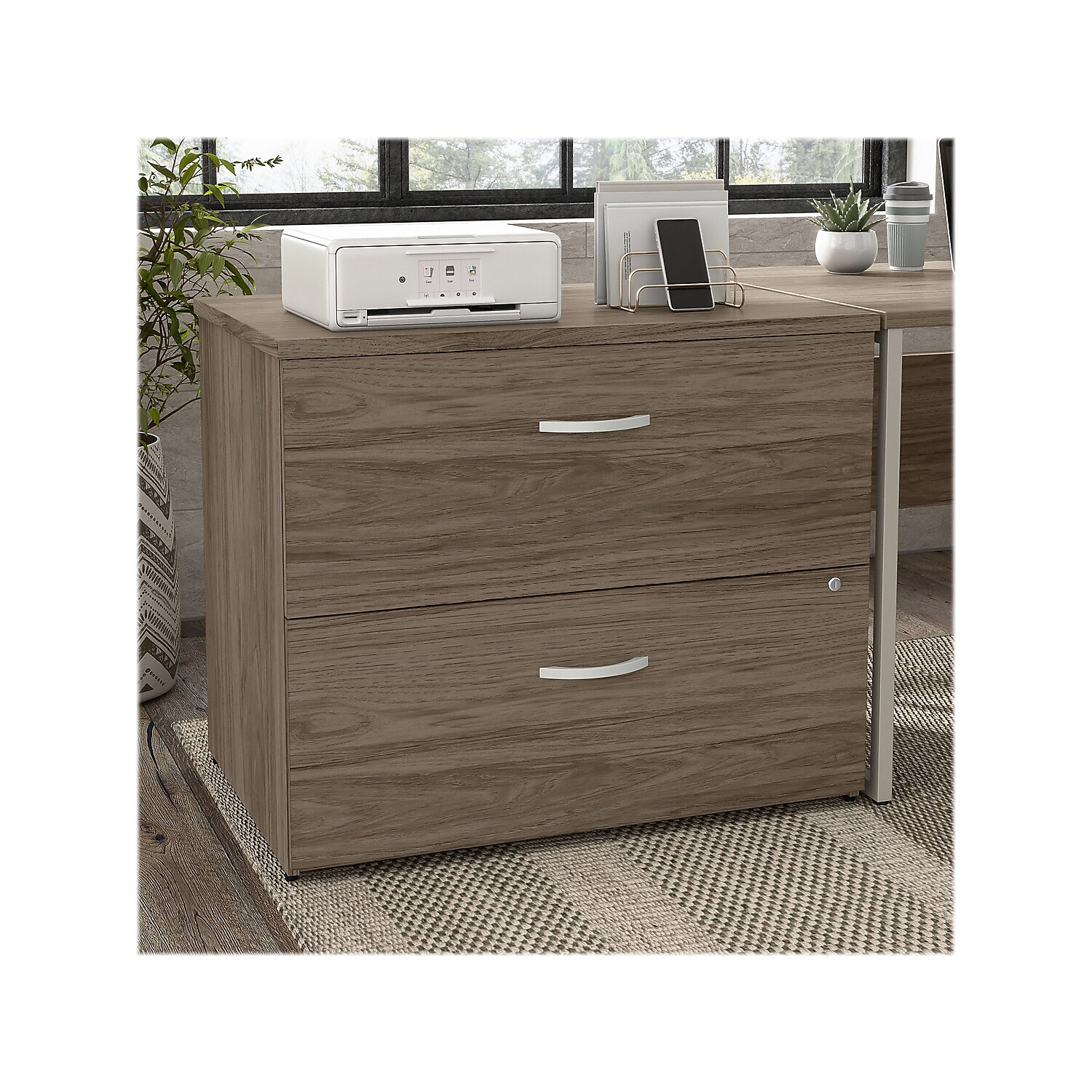 Hybrid 2 Drawer Lateral File Cabinet in Modern Hickory - Engineered Wood - image 2 of 8