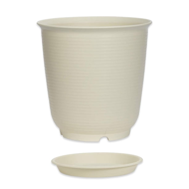 Tabletop Flower Pot Dormitorio Balcón Agujero de drenaje Flowerpot Planter Contenedor suculento con platillo accesorio de jardinería Elenxs HA011376-02