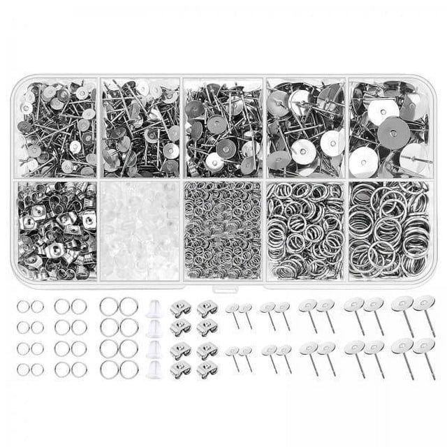 Fabricación de aretes,Kit para hacer aretes Adultos principiantes Anillos de salto abiertos,Kit de suministros para aretes Respaldos de aretes de mariposa,Partes traseras de aretes Postes para