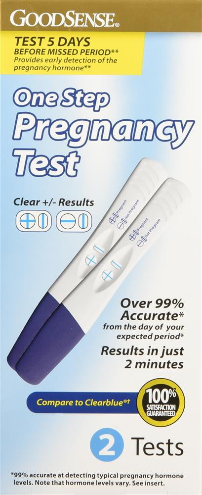 One Step Pregnancy Test, Over 99% Accurate From Day of Expected Period*, Test 5 Days Before Missed Period**, 2/each count