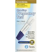 One Step Pregnancy Test, Over 99% Accurate From Day of Expected Period*, Test 5 Days Before Missed Period**, 2/each count