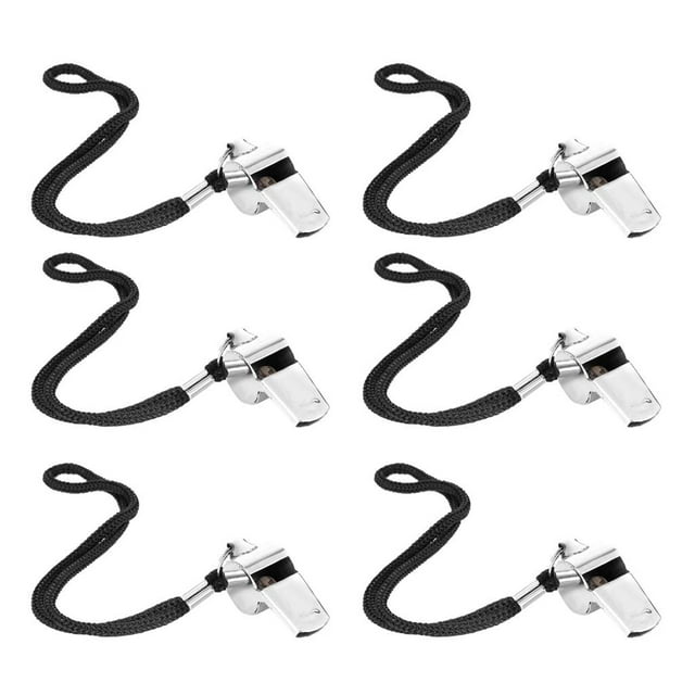 6x Silbato de Acero Inoxidable Baoblaze Silbato de Árbitro de Baloncesto con Cordones