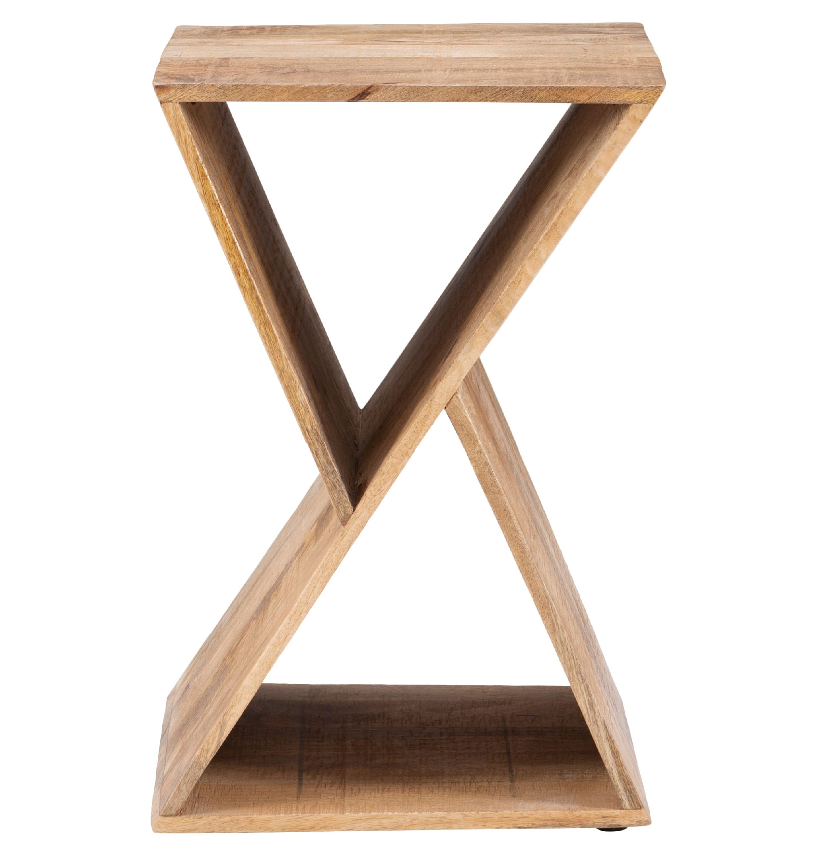 Powell Bellwood Triangle Indoor Accent Side Table, 23.62" Tall, Natural