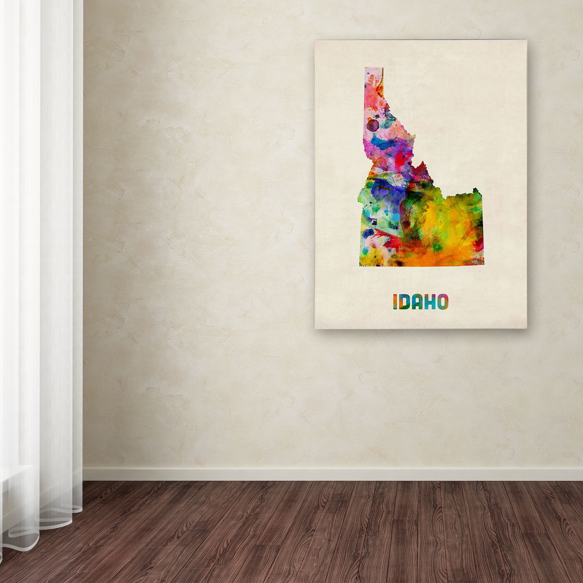 Trademark Fine Art "Idaho Map" Canvas Wall Art by Michael Tompsett
