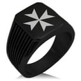 thumbnail image 1 of Stainless Steel Maltese Cross Needle Stripe Pattern Biker Style Polished Ring, 1 of 1