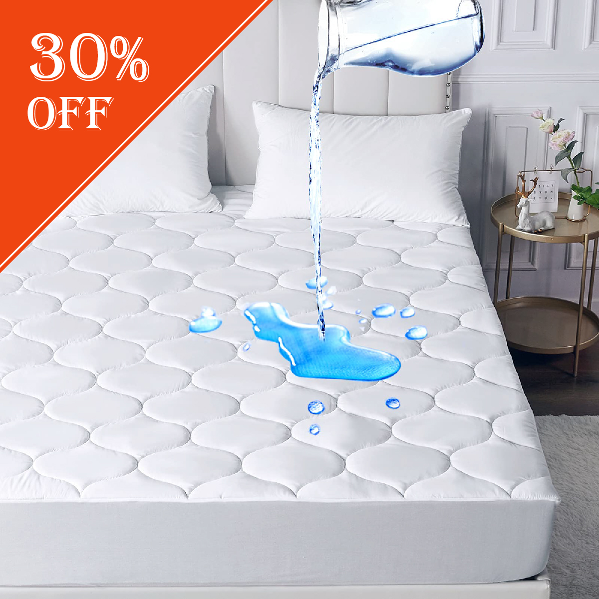 Downcool Waterproof Mattress Pad Twin 39x75in Mattress Protector Deep