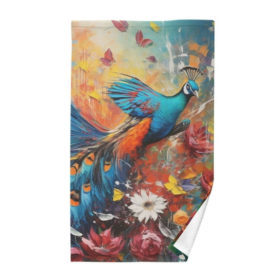 Peacock Abstract Cotton Face Towels Soft Hand Towel Absorbent Bathroom Towel for Kitchen Hotel Decoration