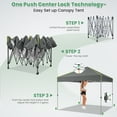 thumbnail image 5 of Hoteel Canopy 10x10 Pop Up Canopy Tent 1-Button Push Easy up Outdoor Canopy Instant Portable Commercial Shelter Waterproof UPF50+ Gazebo with Reflective Strip, Air Vent & 4 Sandbags, Gray, 5 of 7