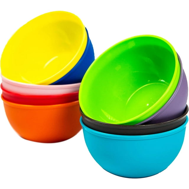 GHSDFBB 9 Pack 10 Ounce Plastic Bowls, Small Plastic Bowls