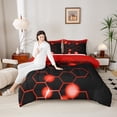 thumbnail image 4 of Homewish Geometric Honeycomb 3 Pieces Queen Comforter Set for Teens Boys Girls,Abstract Gradient Hexagon Ultra Soft Bedding Sets,Black Red Bedding Comforter Set Breathable,Lightweight Room Decor, 4 of 8