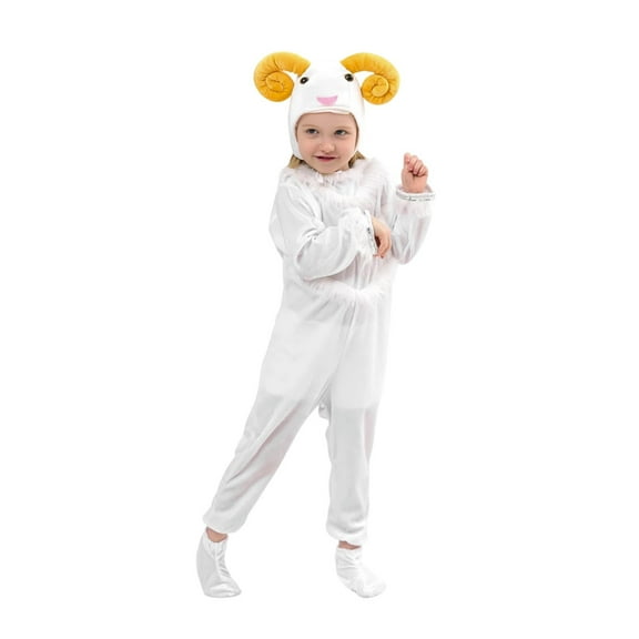 AWZXDE Girls Romper Jumpsuit For Performance Play Sheep Animal Outfit Party Stage Girls Jumpsuit White,9-10 Years