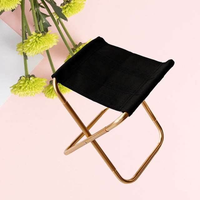 FELTECHELECTR 1Pcs Golden Metal Stool Foldable for Outdoor Activities and Travel
