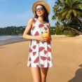 thumbnail image 3 of Balery Hand Drawn Watermelon Vestidos de verano para mujer con estampado: vestido holgado sin mangas, vestido playero informal y cómodo para días calurosos., 3 of 7