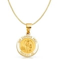 thumbnail image 1 of 14K Yellow Solid Gold Religious Our Guardian Angel Charm Pendant with 1mm Box Chain Necklace - 24", 1 of 3