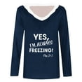 thumbnail image 4 of Meichang Funny Christmas Shirts Women Letter Print Faux Fur Trim V Neck Tops Long Sleeve Loose Fit Holiday Blouses, 4 of 4